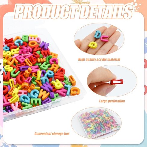 200pcs Large Alphabet Letter Beads, A-Z Plastic Loose Beads with Storage Box, for Jewelry Making, Bracelets, Necklaces, Keychains (Macaroon Candy Colors) in Kuwait