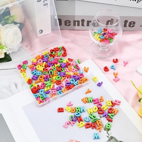 200pcs Large Alphabet Letter Beads, A-Z Plastic Loose Beads with Storage Box, for Jewelry Making, Bracelets, Necklaces, Keychains (Macaroon Candy Colors) in Kuwait