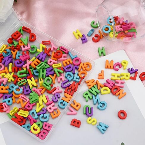 200pcs Large Alphabet Letter Beads, A-Z Plastic Loose Beads with Storage Box, for Jewelry Making, Bracelets, Necklaces, Keychains (Macaroon Candy Colors) in Kuwait
