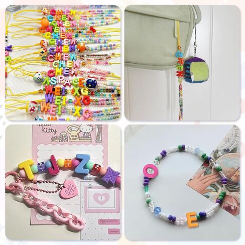 200pcs Large Alphabet Letter Beads, A-Z Plastic Loose Beads with Storage Box, for Jewelry Making, Bracelets, Necklaces, Keychains (Macaroon Candy Colors) in Kuwait