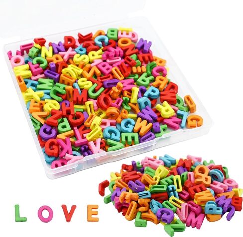 200pcs Large Alphabet Letter Beads, A-Z Plastic Loose Beads with Storage Box, for Jewelry Making, Bracelets, Necklaces, Keychains (Macaroon Candy Colors) in Kuwait
