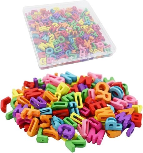 200pcs Large Alphabet Letter Beads, A-Z Plastic Loose Beads with Storage Box, for Jewelry Making, Bracelets, Necklaces, Keychains (Macaroon Candy Colors) in Kuwait