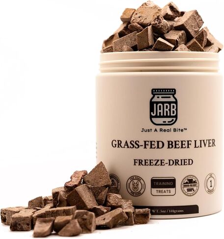 JARB 100% Grass-Fed Freeze-Dried Beef Liver 5OZ– Single Ingredient, Raw, All Natural, High Protein, Grain-Free, Healthy Dog Training Snacks, Made in USA, Puppy Training, Reward Snacks, Dog Food Topper in Saudi Arabia