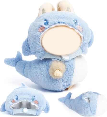 17cm Doll Clothes(No Doll) Furry 2-Piece Clothes Set Stylish Dolls Shark Clothes Blue Accessories Cute Outfits (Blue Shark Suit, 17cm) in Saudi Arabia