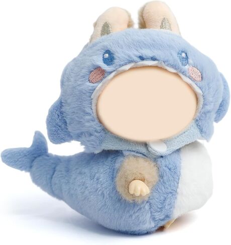 17cm Doll Clothes(No Doll) Furry 2-Piece Clothes Set Stylish Dolls Shark Clothes Blue Accessories Cute Outfits (Blue Shark Suit, 17cm) in Saudi Arabia