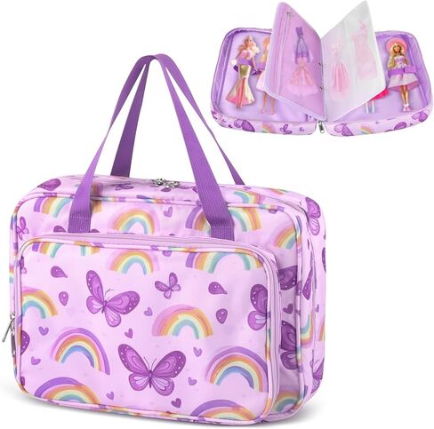 Doll Carrying Case Accessory Organizer Storage, Case to Hold Dolls and Clothes, Much Pocket for Doll’s Clothes, Accessories, Fits 6 Dolls & Accessories, Secure Straps Protect Dolls - Pink in Kuwait