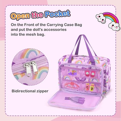Doll Carrying Case Accessory Organizer Storage, Case to Hold Dolls and Clothes, Much Pocket for Doll’s Clothes, Accessories, Fits 6 Dolls & Accessories, Secure Straps Protect Dolls - Pink in Kuwait