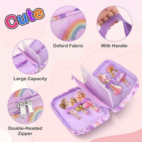 Doll Carrying Case Accessory Organizer Storage, Case to Hold Dolls and Clothes, Much Pocket for Doll’s Clothes, Accessories, Fits 6 Dolls & Accessories, Secure Straps Protect Dolls - Pink in Kuwait