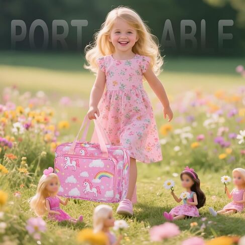 Doll Carrying Case Accessory Organizer Storage, Case to Hold Dolls and Clothes, Much Pocket for Doll’s Clothes, Accessories, Fits 6 Dolls & Accessories, Secure Straps Protect Dolls - Pink in Kuwait
