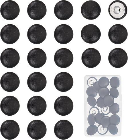 20 pcs 25mm Faux Leather Comperons ، أزرار خياطة من الجلد الأسود PU مع عرقلة ، خياطة على استبدال تنجيد لتصنيع الخياطة لوازم in Kuwait