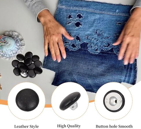 20 pcs 25mm Faux Leather Comperons ، أزرار خياطة من الجلد الأسود PU مع عرقلة ، خياطة على استبدال تنجيد لتصنيع الخياطة لوازم in Kuwait