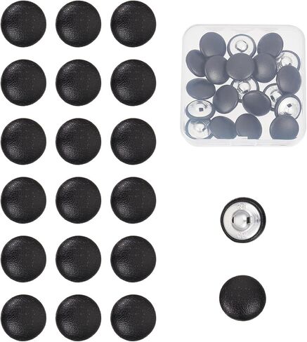 20 pcs 25mm Faux Leather Comperons ، أزرار خياطة من الجلد الأسود PU مع عرقلة ، خياطة على استبدال تنجيد لتصنيع الخياطة لوازم in Saudi Arabia