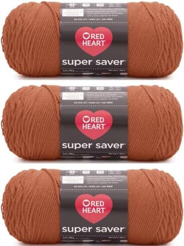 Red Hearts Super Saver Sienna Yarn - 3 Pack of 198g/7oz - Acrylic - 4 Medium (Worsted) - 364 Yards - Knitting/Crochet in Saudi Arabia