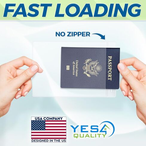 Yes4Quality - Vertical Passport & ID Badge Holder - 4x6 Inch, 50 Pack - Clear Name Badge Holders for Travel, Work & Events - Zipperless Card Protector for Vaccination Cards, Tickets & Credentials in Kuwait