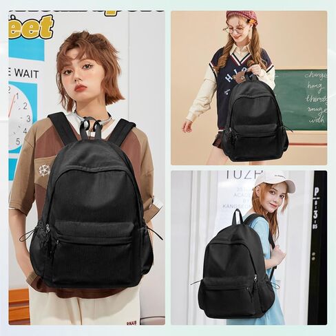 Black Corduroy Backpack for Women Men Cute College Backapck Aesthetic Backpack Preppy Backpacks Laptop Bags Women Commuter Back Pack Travel Backapck Casual Work Daypack Rucksack in Kuwait
