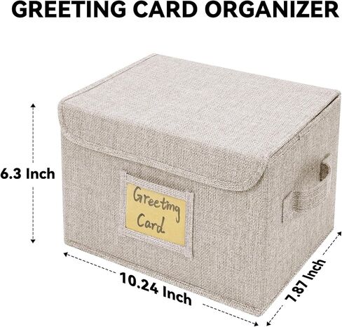 Greeting Card Organizer, Card Organizer Box with 20 Dividers, 84 Label Stickers, and 1 Marker, Stylish Greeting Card Storage Box for Effortlessly Collecting Greeting Cards. 1 Pack, Beige in Kuwait