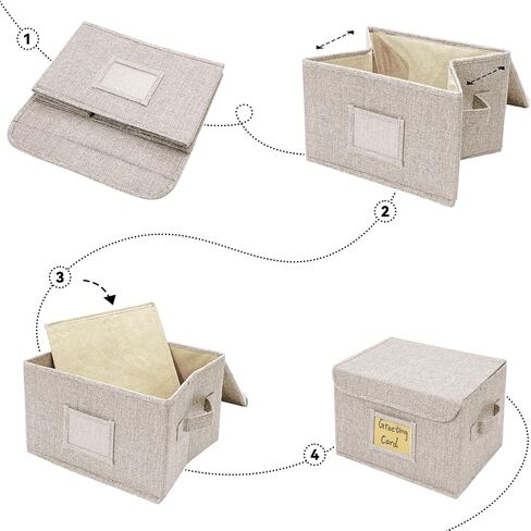 Greeting Card Organizer, Card Organizer Box with 20 Dividers, 84 Label Stickers, and 1 Marker, Stylish Greeting Card Storage Box for Effortlessly Collecting Greeting Cards. 1 Pack, Beige in Kuwait