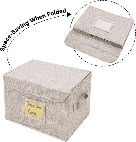 Greeting Card Organizer, Card Organizer Box with 20 Dividers, 84 Label Stickers, and 1 Marker, Stylish Greeting Card Storage Box for Effortlessly Collecting Greeting Cards. 1 Pack, Beige in Kuwait