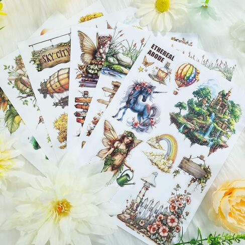 Creative Journaling Sticker Book Ice and Snow World Stickers Scenery PET Material for Junk journals Pre-Cut Fantasy Stickers for Scrapbooking (91284) in Saudi Arabia