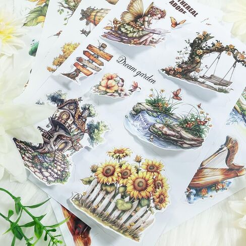 Creative Journaling Sticker Book Ice and Snow World Stickers Scenery PET Material for Junk journals Pre-Cut Fantasy Stickers for Scrapbooking (91284) in Saudi Arabia