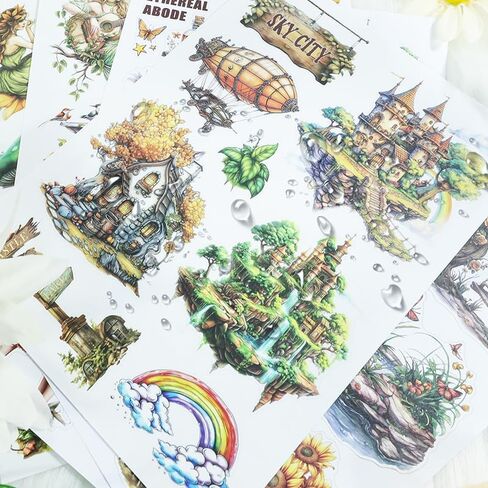 Creative Journaling Sticker Book Ice and Snow World Stickers Scenery PET Material for Junk journals Pre-Cut Fantasy Stickers for Scrapbooking (91284) in Saudi Arabia