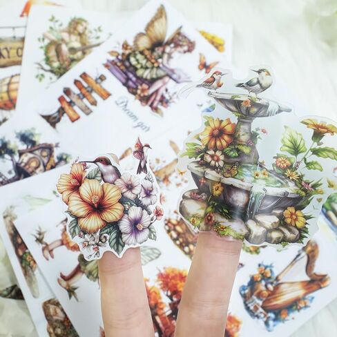 Creative Journaling Sticker Book Ice and Snow World Stickers Scenery PET Material for Junk journals Pre-Cut Fantasy Stickers for Scrapbooking (91284) in Saudi Arabia