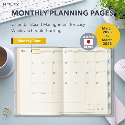 NOLTY Carrel B6-2 Weekly Planner 2025, April Start, Japanese Edition, Light Blue in Kuwait