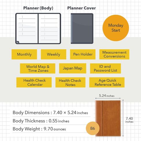 NOLTY Carrel B6-2 Weekly Planner 2025, April Start, Japanese Edition, Light Blue in Kuwait