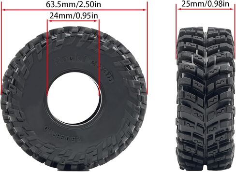 4PCS RC 1.0 inch Crawler Tires 63.5mm Tall Super Soft Sticky Rubber Tires Suitable for 1/18 TRX4M 1/24 AX24 SCX24 FCX24 FMS Ascent-18 Etc RC Crawler Car Upgrade Accessories in Kuwait