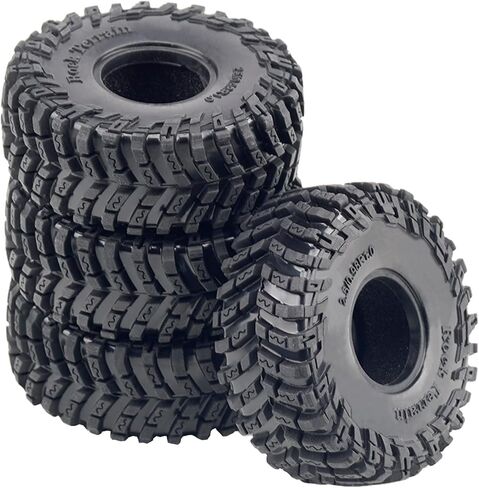 4PCS RC 1.0 inch Crawler Tires 63.5mm Tall Super Soft Sticky Rubber Tires Suitable for 1/18 TRX4M 1/24 AX24 SCX24 FCX24 FMS Ascent-18 Etc RC Crawler Car Upgrade Accessories in Kuwait