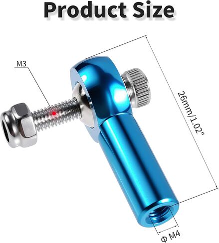 Lever Steering Linkage Tie Rod End Ball Head End, M2 2.0xL15mm Tie Rod End Ball Head Holder, Aluminum Thread Ball Joint with M2 Screws for RC Model Car Boat Airplane Sliver in Kuwait