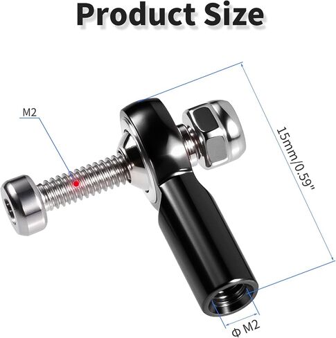 Lever Steering Linkage Tie Rod End Ball Head End, M2 2.0xL15mm Tie Rod End Ball Head Holder, Aluminum Thread Ball Joint with M2 Screws for RC Model Car Boat Airplane Sliver in Kuwait