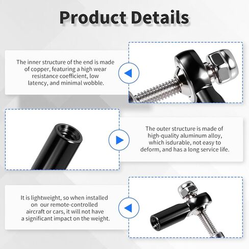 Lever Steering Linkage Tie Rod End Ball Head End, M2 2.0xL15mm Tie Rod End Ball Head Holder, Aluminum Thread Ball Joint with M2 Screws for RC Model Car Boat Airplane Sliver in Kuwait