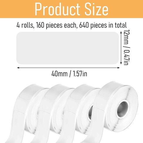 4 Rolls D30 Labels,0.47 X 1.57 in Print Master Labels Refill, White Smart Mini Label Maker Refill 160 Sheets/Roll, Thermal Sticker Paper for Office 160 Label Printing Paper in Saudi Arabia