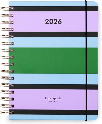kate spade new york Daily Planner 2026 Large Agenda January-December 2026, Hardcover Weekly and Monthly Spiral Planner with Stickers (Downtown Stripe) in Saudi Arabia