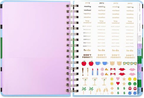 kate spade new york Daily Planner 2026 Large Agenda January-December 2026, Hardcover Weekly and Monthly Spiral Planner with Stickers (Downtown Stripe) in Saudi Arabia