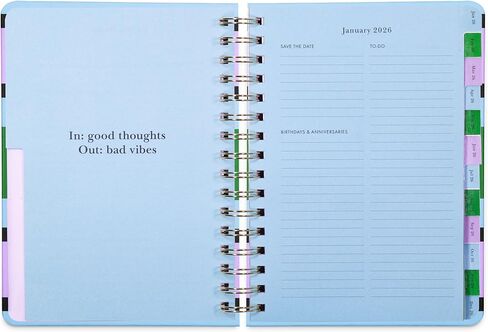 kate spade new york Daily Planner 2026 Large Agenda January-December 2026, Hardcover Weekly and Monthly Spiral Planner with Stickers (Downtown Stripe) in Saudi Arabia