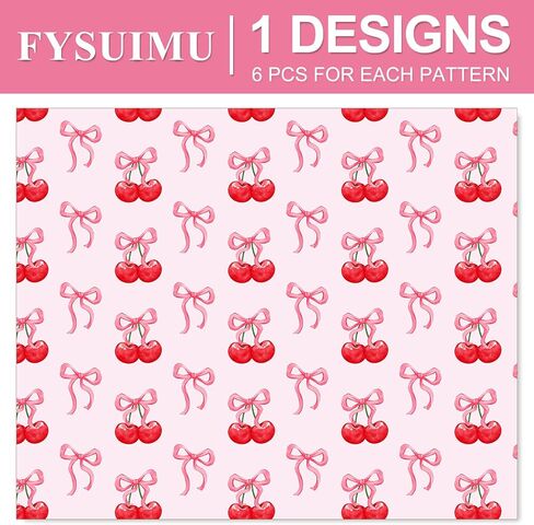 fysuimu 6 أوراق الورق الوردي القوس الكرز الورق - لا لفة - ألوان مائية الكرز القوس الالتفاف ورقة مطوية مسطحة لعيد الميلاد دش الحرف الزفاف ديي ، 19.7 × 27.6 بوصة in Saudi Arabia