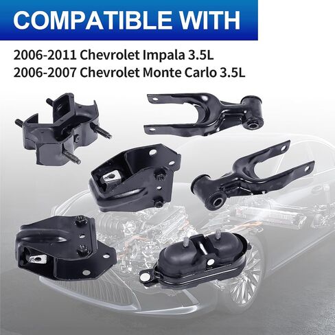 Engine Motor Mounts Set - Compatible with Chevrolet Impala 2006-2011, Monte Carlo 2006 3.9L, Auto Transmission, Replace# A5372 A5372 A2906 A5263 A5263 A2712, Set of 6 in Saudi Arabia