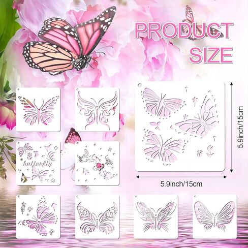25 Pieces Butterfly Stencils Spring Templates Reusable Plastic Craft Stencils Butterfly Painting Themed Templet Drawing Templates for Paint Craft DIY Nature Home Decor Wood Sign(5.9 x 5.9 Inch) in Saudi Arabia