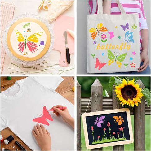 25 Pieces Butterfly Stencils Spring Templates Reusable Plastic Craft Stencils Butterfly Painting Themed Templet Drawing Templates for Paint Craft DIY Nature Home Decor Wood Sign(5.9 x 5.9 Inch) in Saudi Arabia