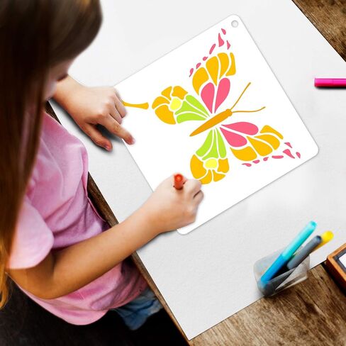 25 Pieces Butterfly Stencils Spring Templates Reusable Plastic Craft Stencils Butterfly Painting Themed Templet Drawing Templates for Paint Craft DIY Nature Home Decor Wood Sign(5.9 x 5.9 Inch) in Saudi Arabia