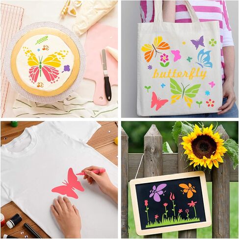 25 Pieces Butterfly Stencils Spring Templates Reusable Plastic Craft Stencils Butterfly Painting Themed Templet Drawing Templates for Paint Craft DIY Nature Home Decor Wood Sign(5.9 x 5.9 Inch) in Saudi Arabia