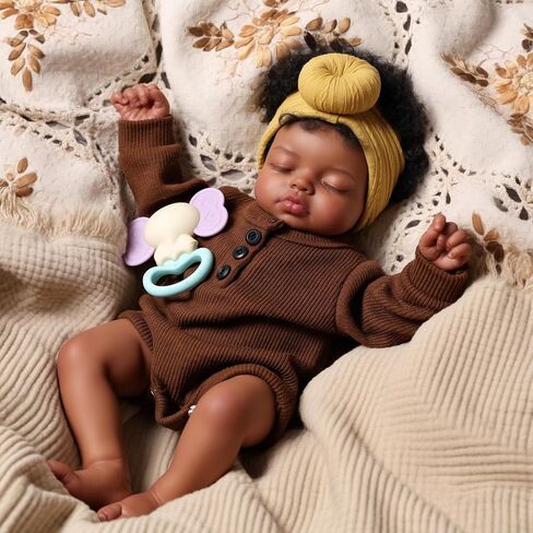 Babeside Babeside Black Reborn Baby Baby Dolls ، 17 بوصة واقعية Black Boy Newborn LifeLike Life Life Baby Baby Dolls Soft Vinyl & Cloth Body مع صندوق هدايا طقم التغذية للأطفال الأعمار 3+ in Saudi Arabia