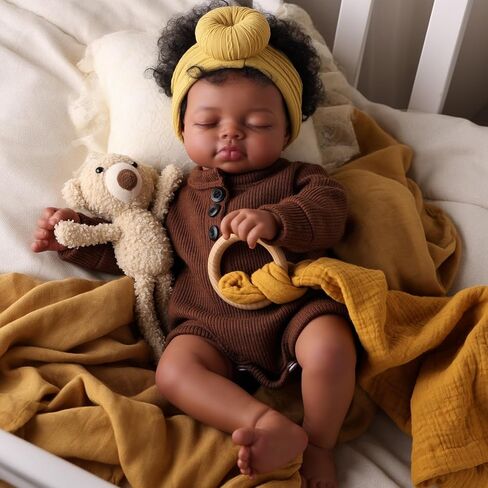 Babeside Babeside Black Reborn Baby Baby Dolls ، 17 بوصة واقعية Black Boy Newborn LifeLike Life Life Baby Baby Dolls Soft Vinyl & Cloth Body مع صندوق هدايا طقم التغذية للأطفال الأعمار 3+ in Saudi Arabia