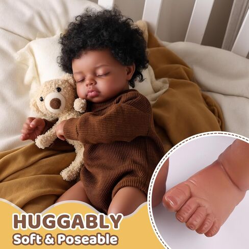 Babeside Babeside Black Reborn Baby Baby Dolls ، 17 بوصة واقعية Black Boy Newborn LifeLike Life Life Baby Baby Dolls Soft Vinyl & Cloth Body مع صندوق هدايا طقم التغذية للأطفال الأعمار 3+ in Saudi Arabia