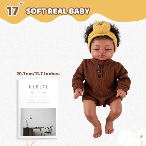 Babeside Babeside Black Reborn Baby Baby Dolls ، 17 بوصة واقعية Black Boy Newborn LifeLike Life Life Baby Baby Dolls Soft Vinyl & Cloth Body مع صندوق هدايا طقم التغذية للأطفال الأعمار 3+ in Saudi Arabia
