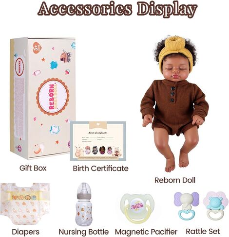 Babeside Babeside Black Reborn Baby Baby Dolls ، 17 بوصة واقعية Black Boy Newborn LifeLike Life Life Baby Baby Dolls Soft Vinyl & Cloth Body مع صندوق هدايا طقم التغذية للأطفال الأعمار 3+ in Saudi Arabia