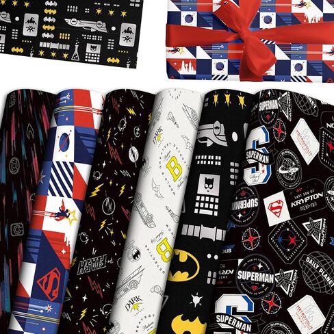 Charon Cute Hero Birthday Wrapping Paper 6 Style Mutil Color Festival Art Scrapbook Paper for Men Women Kids Birthday Wedding Baby Shower Graduation Anniversaries, 20 X 28 Inch (6 Sheet) in Kuwait