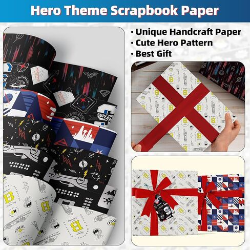 Charon Cute Hero Birthday Wrapping Paper 6 Style Mutil Color Festival Art Scrapbook Paper for Men Women Kids Birthday Wedding Baby Shower Graduation Anniversaries, 20 X 28 Inch (6 Sheet) in Kuwait